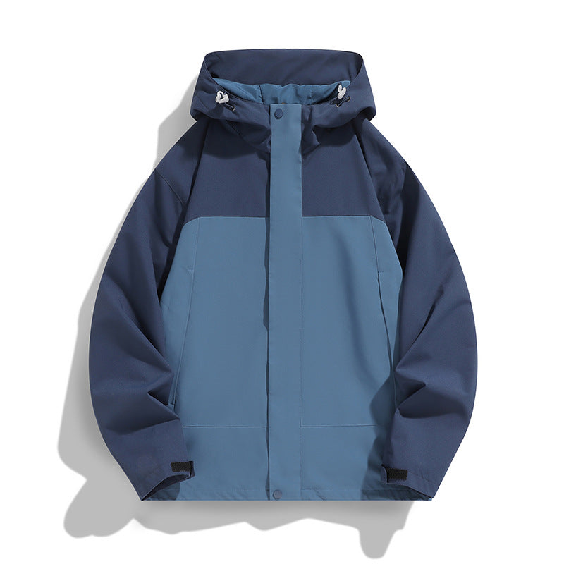 Men's Two-Tone Softshell Field Jacket with Hood, Windproof Outer Material and Minimalist Side Pockets Chichicherry