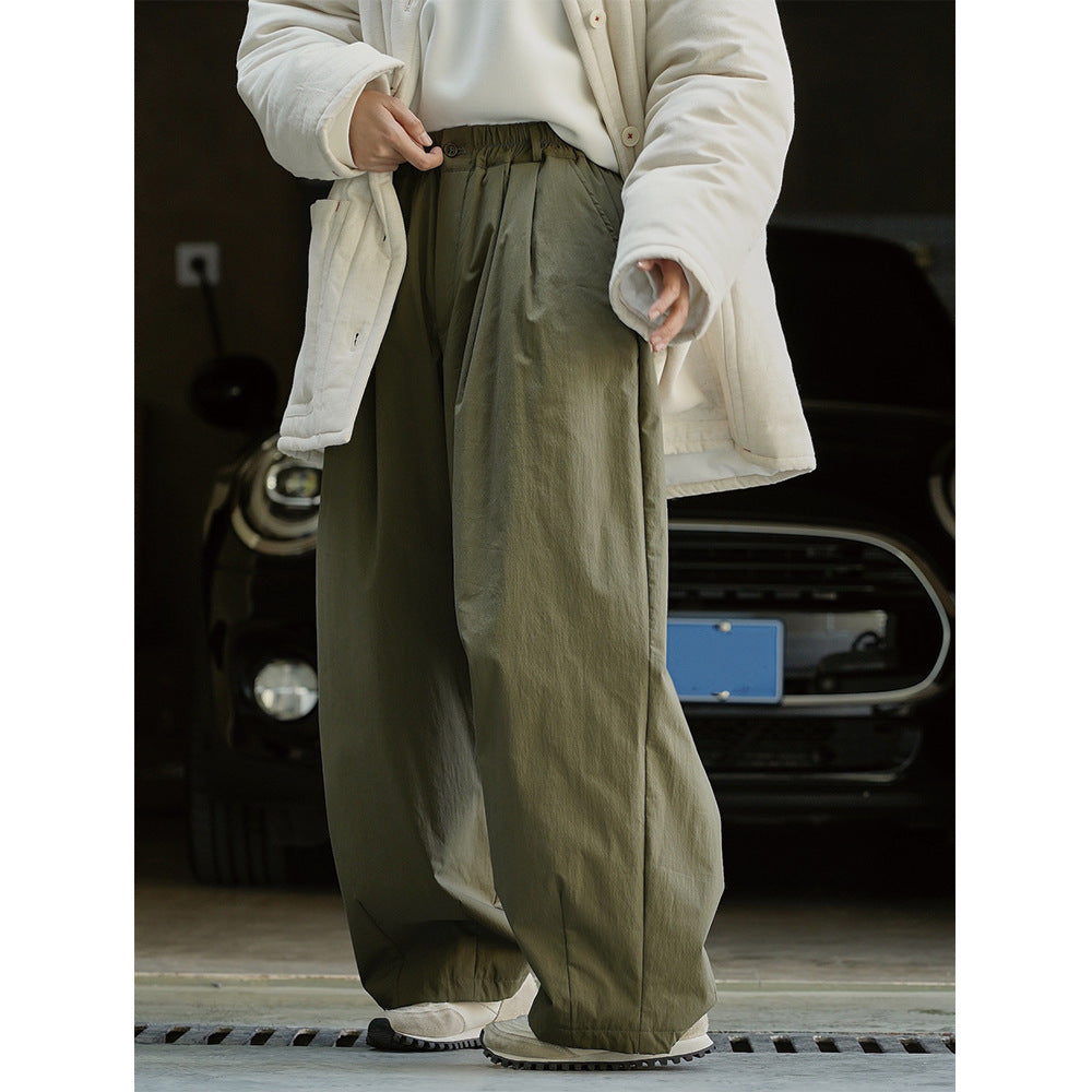 Women Voluminous Palazzo Baggy Pants with Elastic Comfort Waistband and Side Pockets Chichicherry