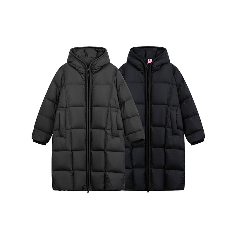 Women's Long Quilted Coat with Hood, Oversize Thermal Insulation Chichicherry