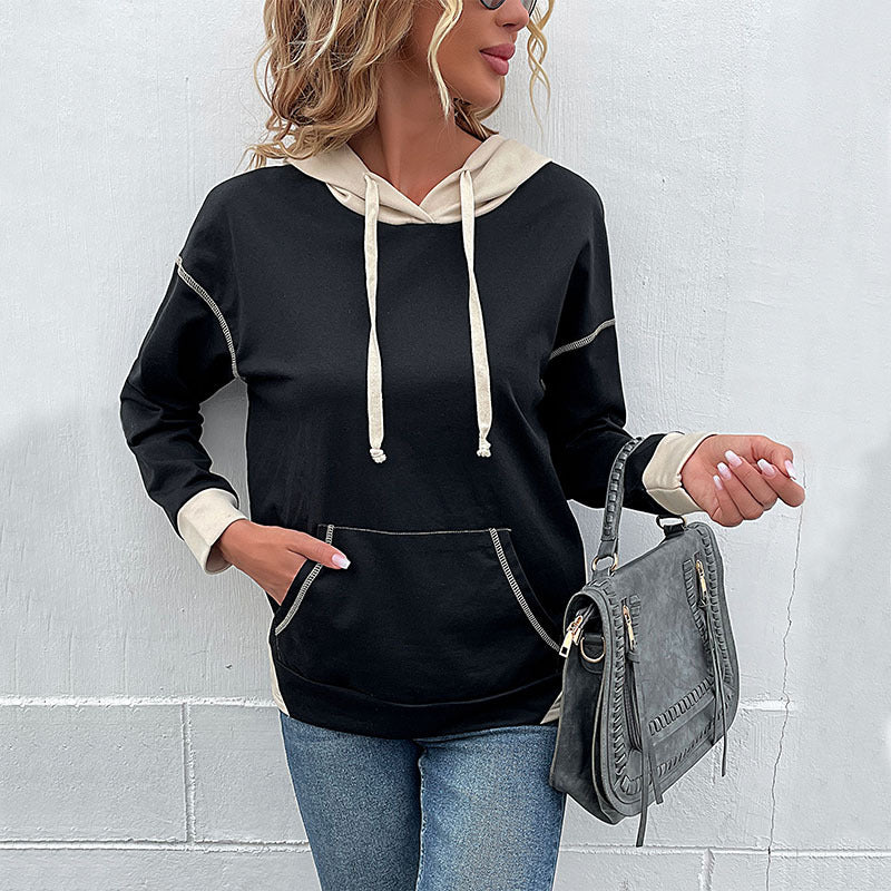 Women's hoodie with contrast trim, kangaroo pocket and casual oversized fit Chichicherry