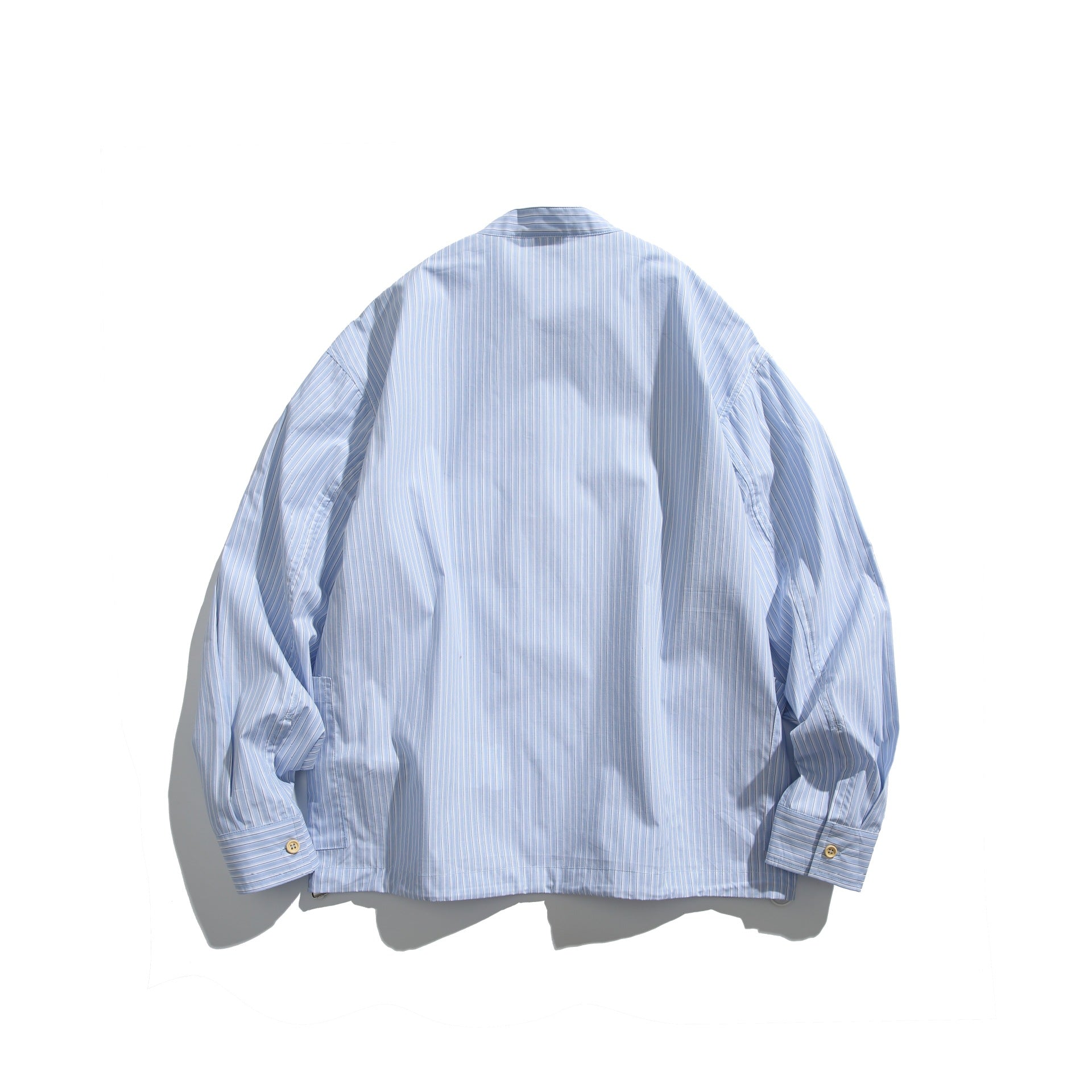 Men's oversized shirt in pullover style with stand-up collar, half yoke, and patch pockets Chichicherry