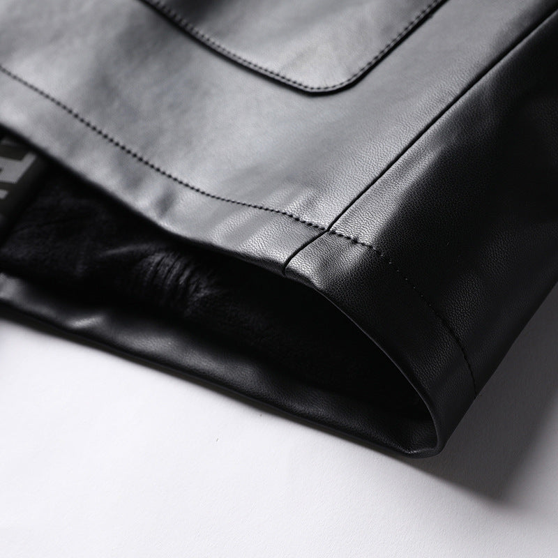 Men's faux leather kimono-style jacket with jacquard trim and cord closures Chichicherry