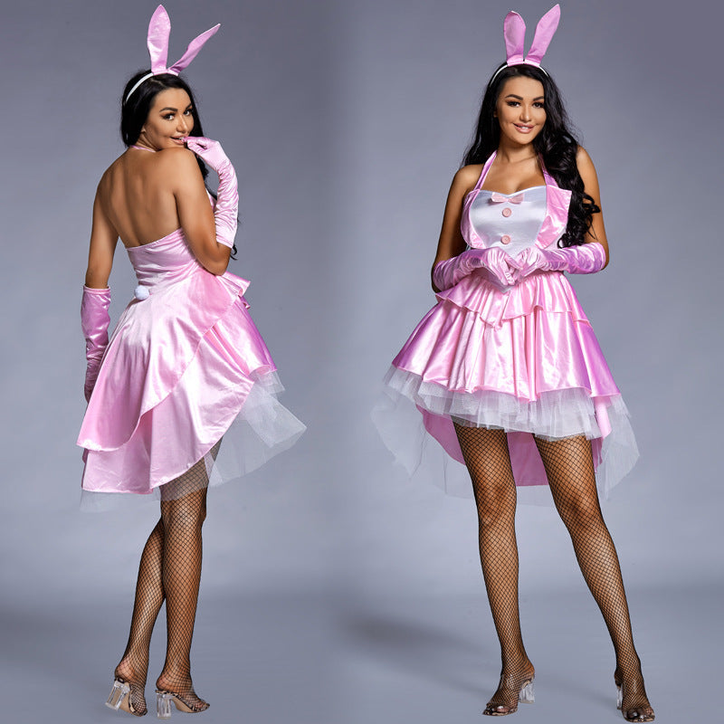 Women's Playful Sexy Bunny Costume with Ruffle Details and Headband Chichicherry