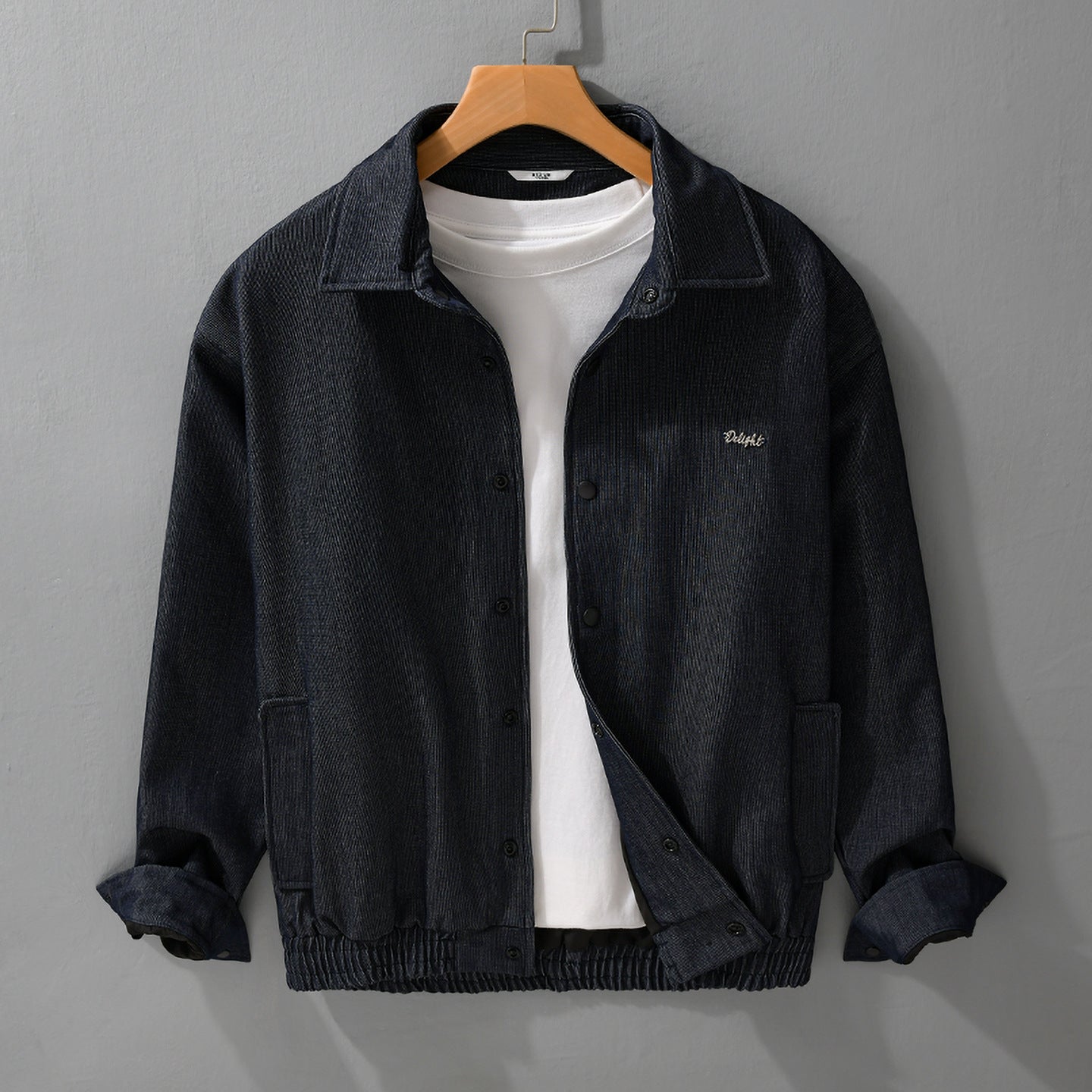 Men's denim jacket with snap buttons and elastic hem Chichicherry