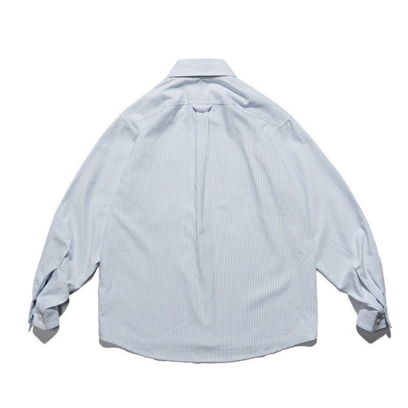 Unisex Oversize shirt with fine pinstripe, button-down collar and chest pocket Chichicherry