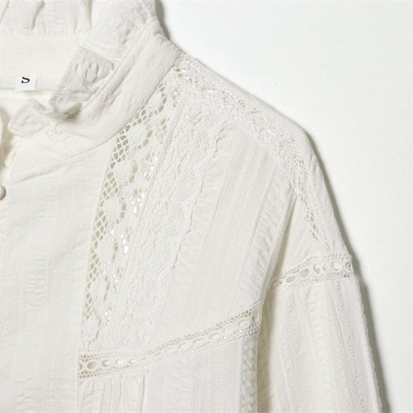 Ladies romantic Victorian lace blouse with stand-up collar and balloon sleeves Chichicherry