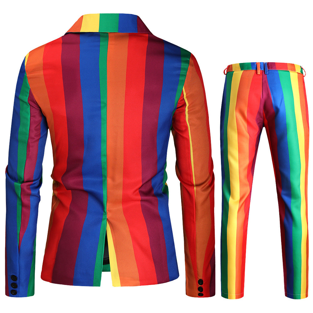 Men's statement two-piece with striking vertical stripes, blazer & suit pants Chichicherry