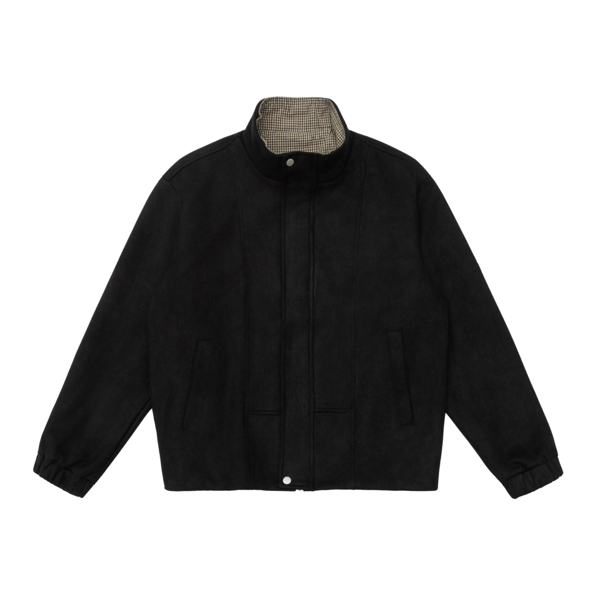 Men's short jacket in a boxy cut with a high stand-up collar and hidden zipper placket Chichicherry