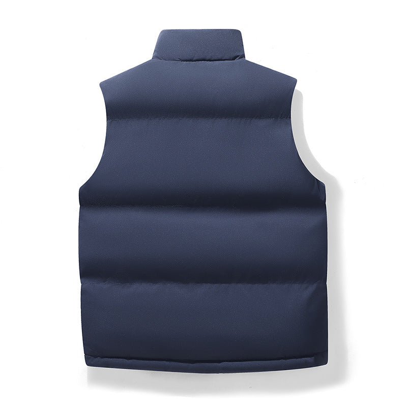 Men's Padded Quilted Vest with High Stand-Up Collar & Concealed Snap Placket Chichicherry