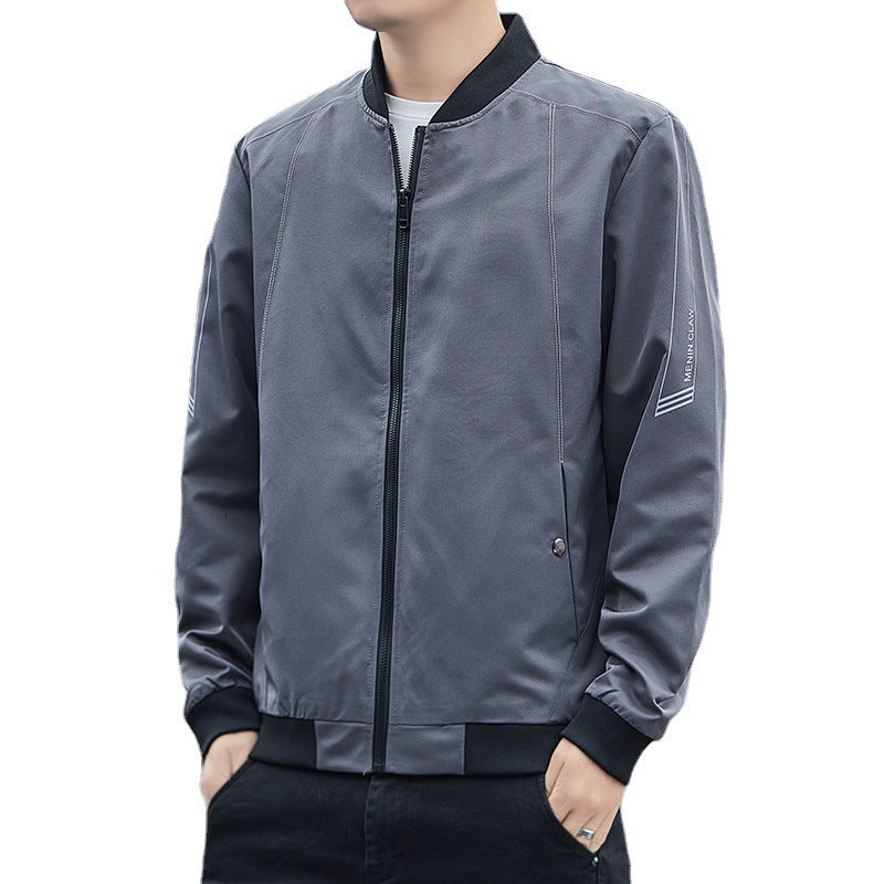 Men's Lightweight Windproof Tech Bomber with Ribbed Cuffs and Minimalist Seam Details Chichicherry