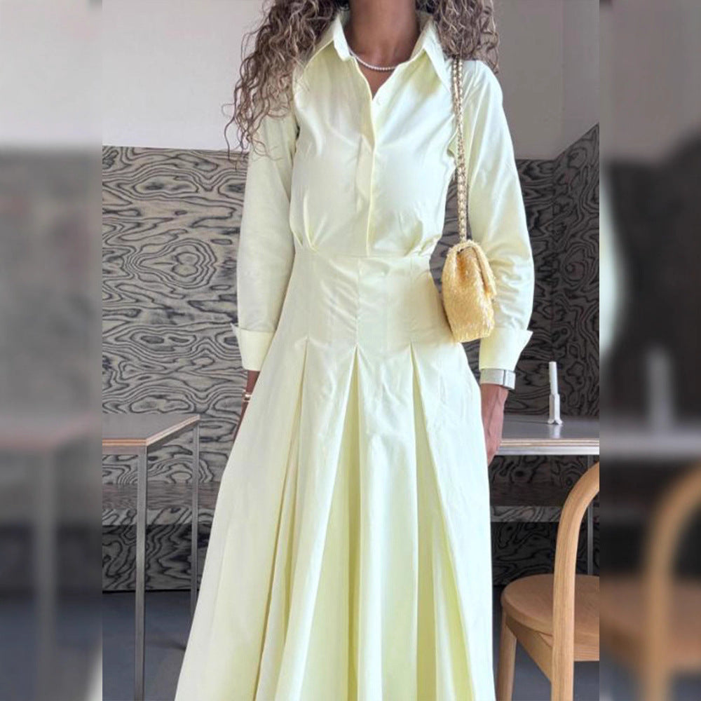 Women's shirt dress with tailored corset fit and wide pleated skirt Chichicherry