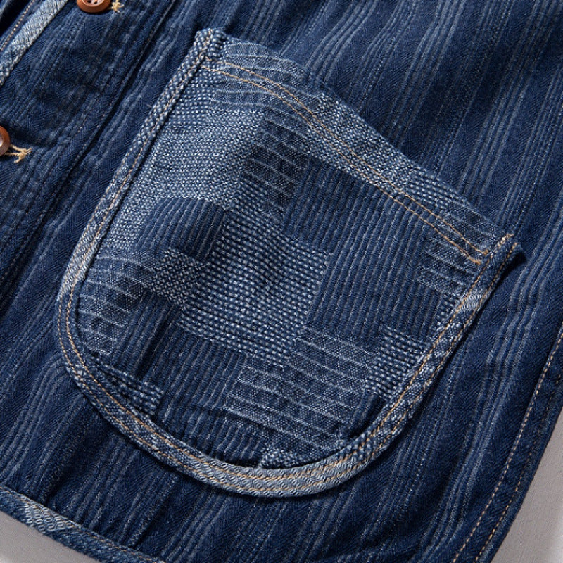 Herren Ärmellose Denim‑Weste im Workwear‑Look mit großformatigen aufgesetzten Taschen Chichicherry