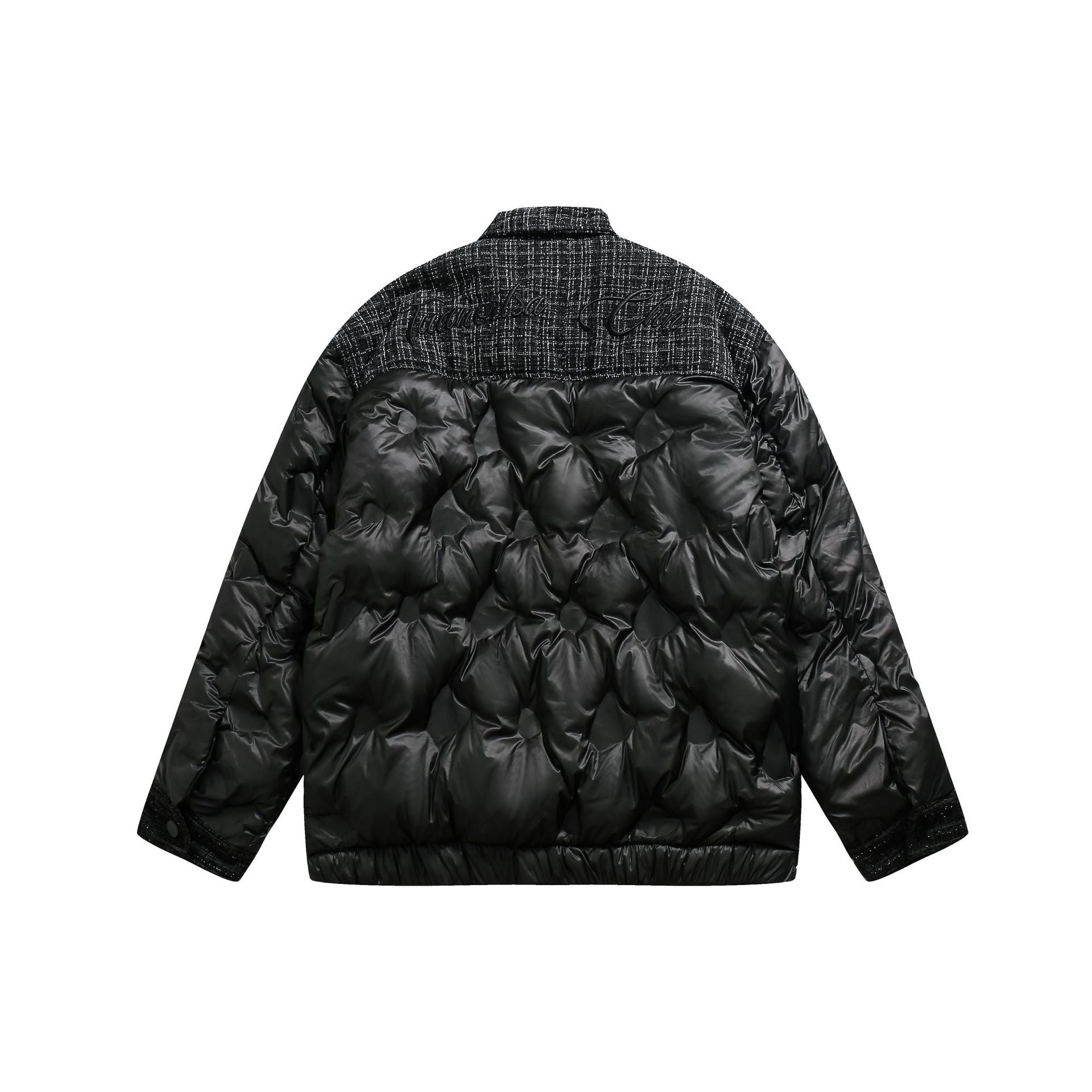 Women's quilted shirt jacket with tweed trim and flap pockets Chichicherry