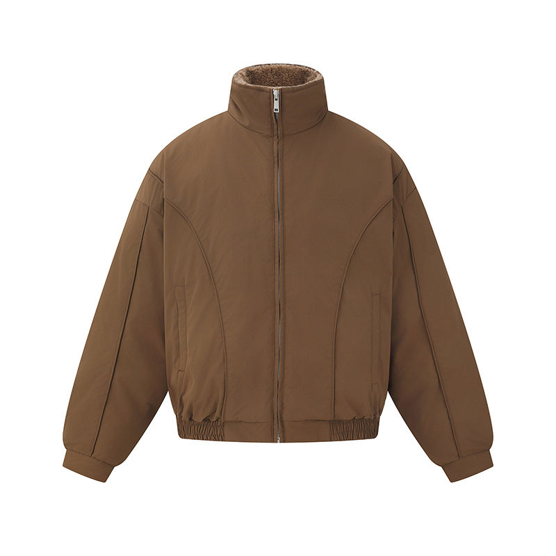 Unisex Boxy Isolation Jacket with High Stand-Up Collar and Teddy Lining Chichicherry