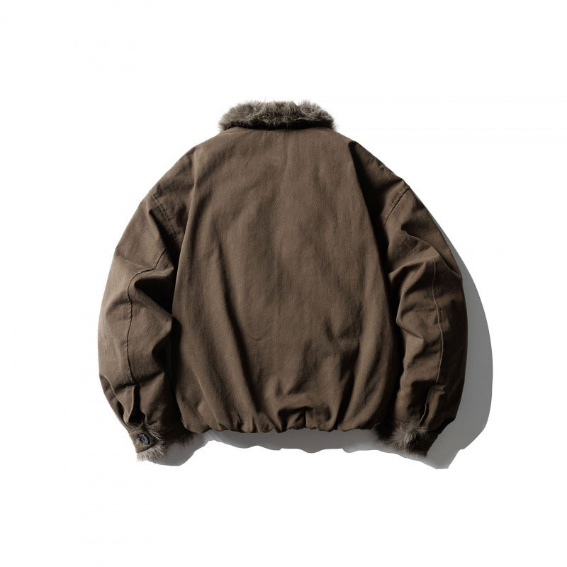 Men's short jacket in boxy bomber style with teddy trim and thermal lining Chichicherry