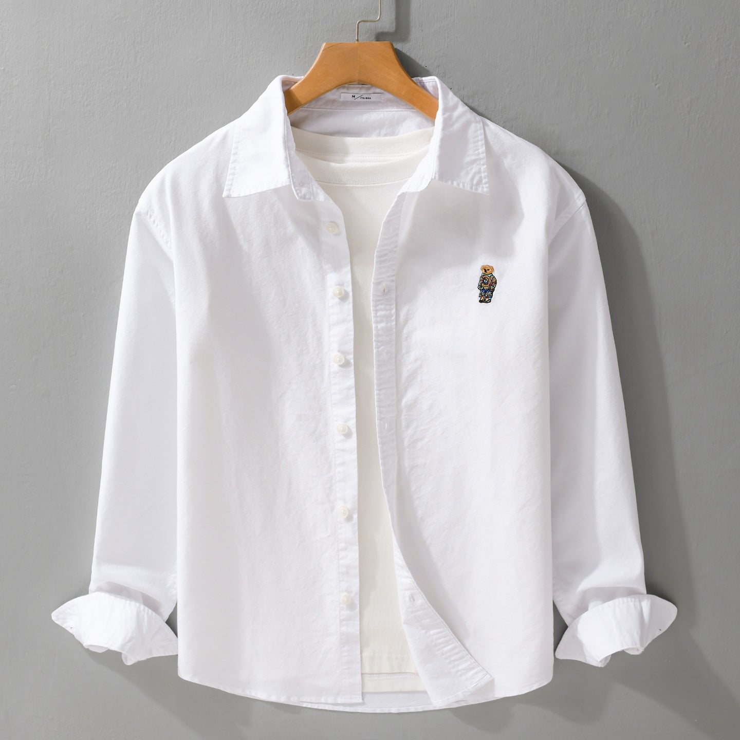 Men's Button-Down Overshirt in Casual-Relaxed Style with tonal embroidery Chichicherry