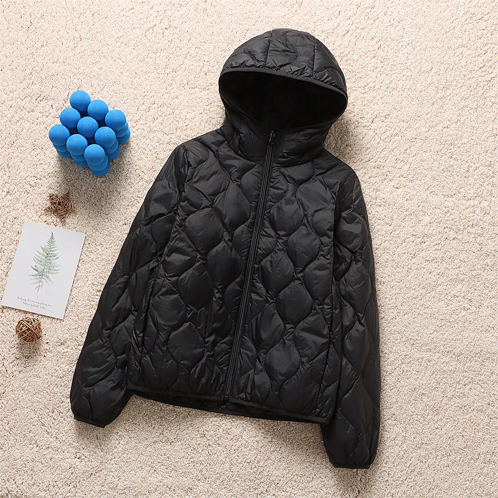Women's hooded quilted jacket with teardrop-shaped quilting and ultra-light thermal filling Chichicherry