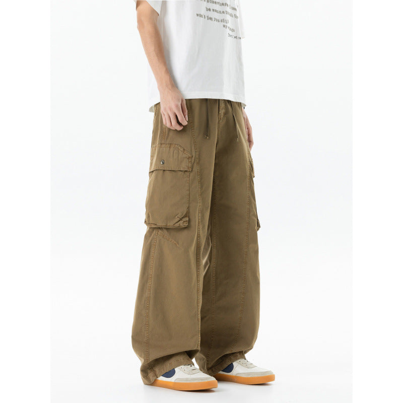 Men's Loose Cargo Pants in Baggy Cut with Utility Pockets and Drawstring Waist Chichicherry