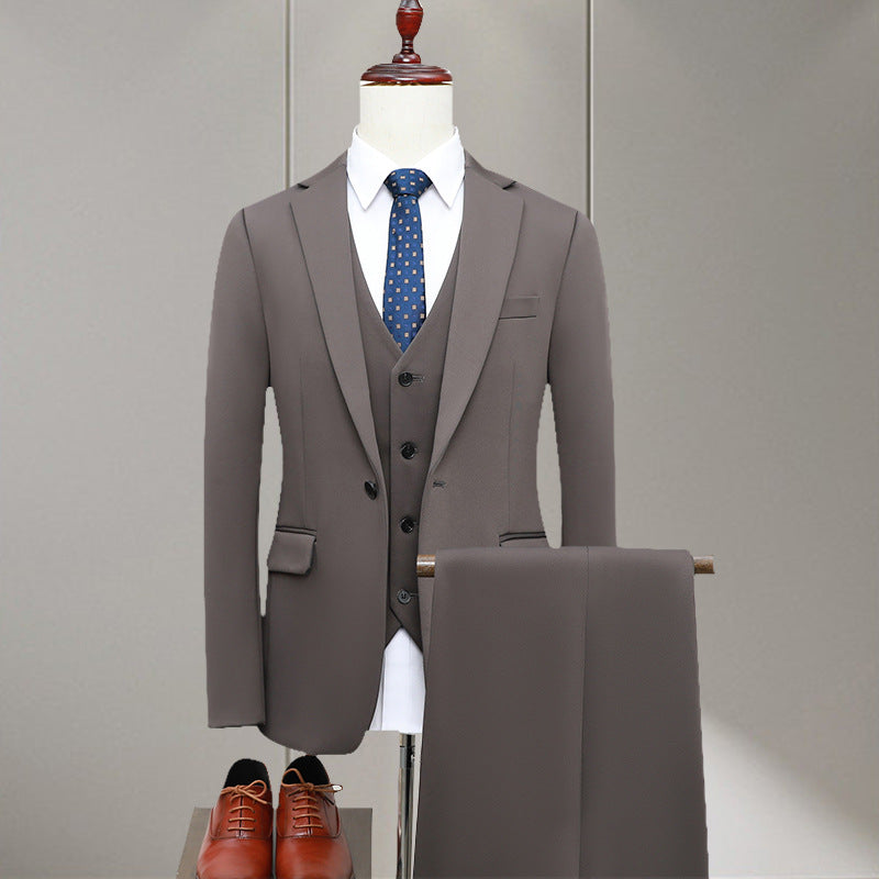 Men's Slim-Fit Three-Piece Business Suit with Vest and Slim Suit Pants Chichicherry