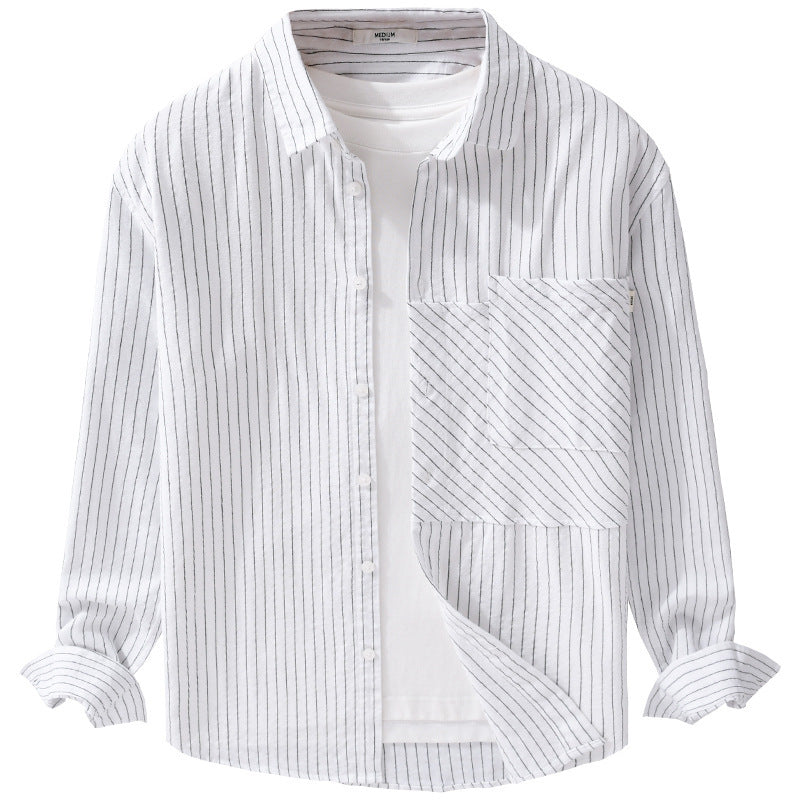 Men's pinstriped shirt in relaxed fit with diagonal chest patch Chichicherry