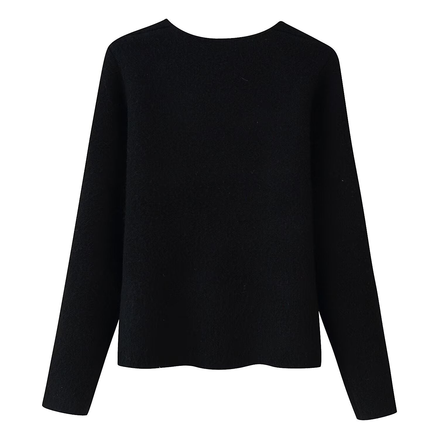 Ladies Elegant Short Cardigan made of Boucle knit with deep V-neck and decorative jeweled button placket Chichicherry