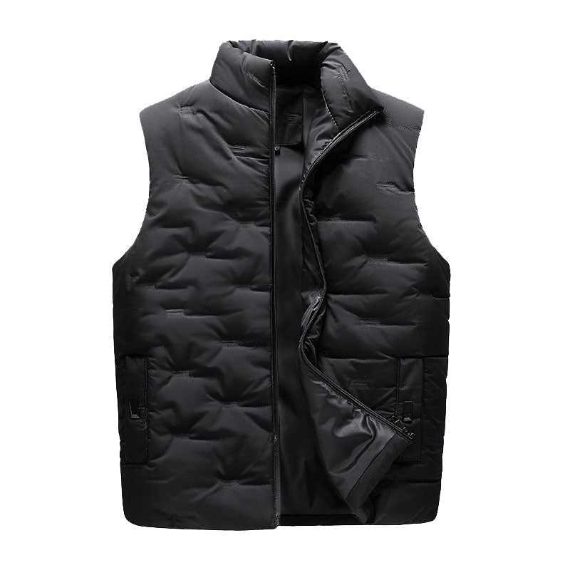Men's Lightweight Thermal Quilted Vest with High Collar, Windproof Microfiber Shell, and Concealed Zipper Pockets Chichicherry