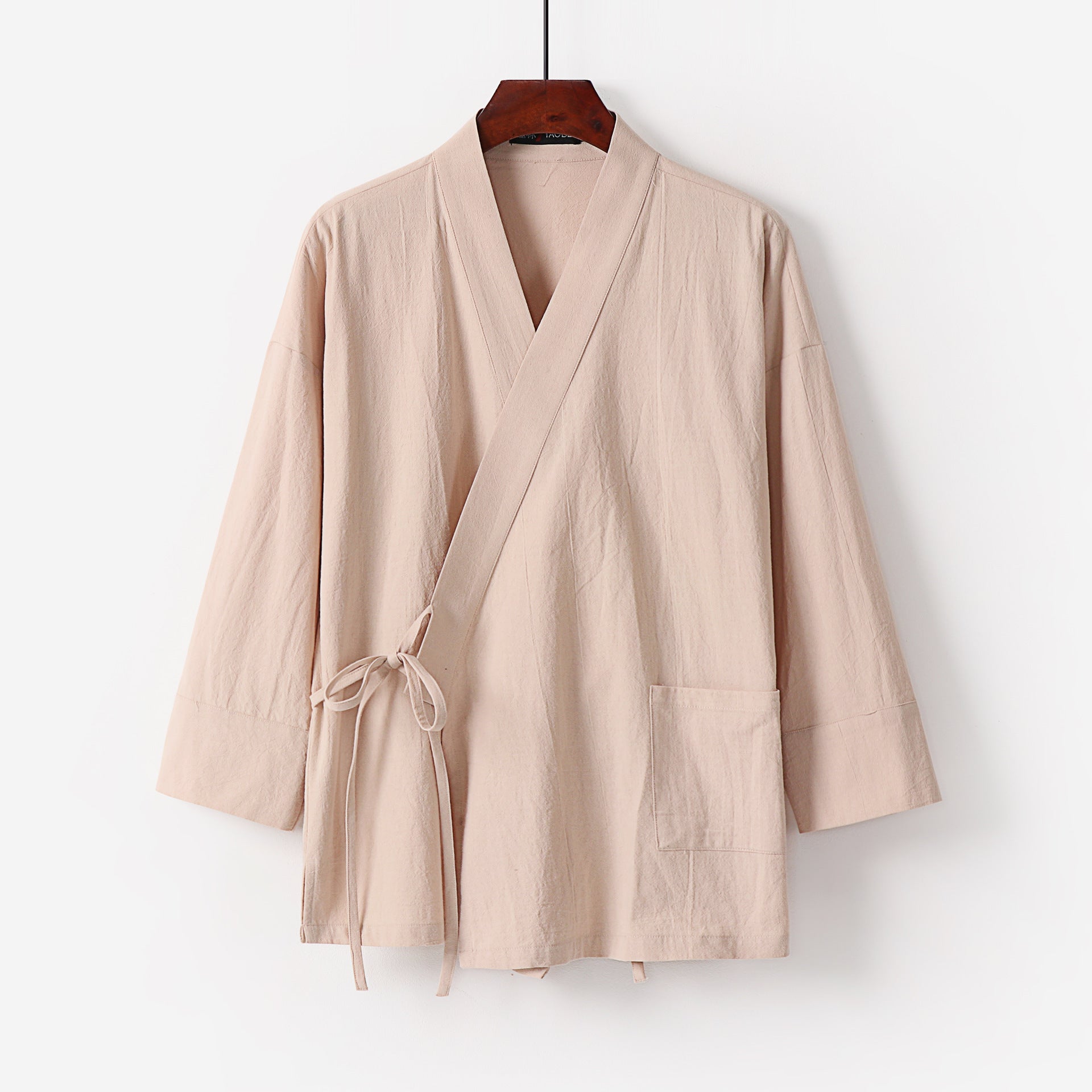 Ladies Kimono Cardigan made of cotton-linen with three-quarter sleeves, tie belt and patch pockets Chichicherry