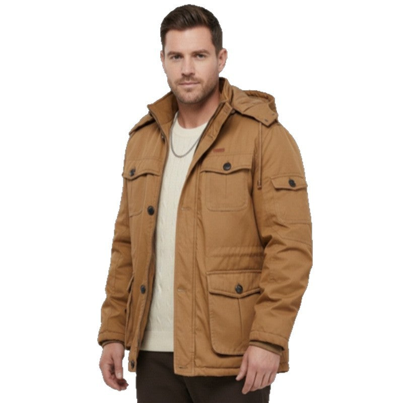 Men's Padded Winter Parka with Hood and Multifunctional Pockets Chichicherry