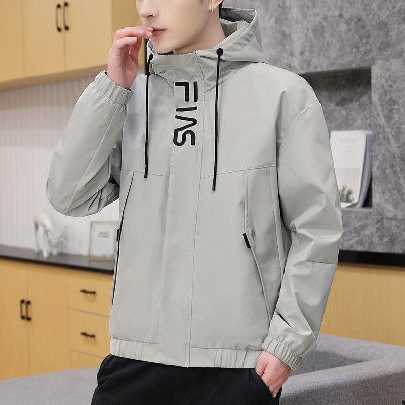 Men's lightweight wind and water-repellent hooded utility jacket with concealed zipper Chichicherry