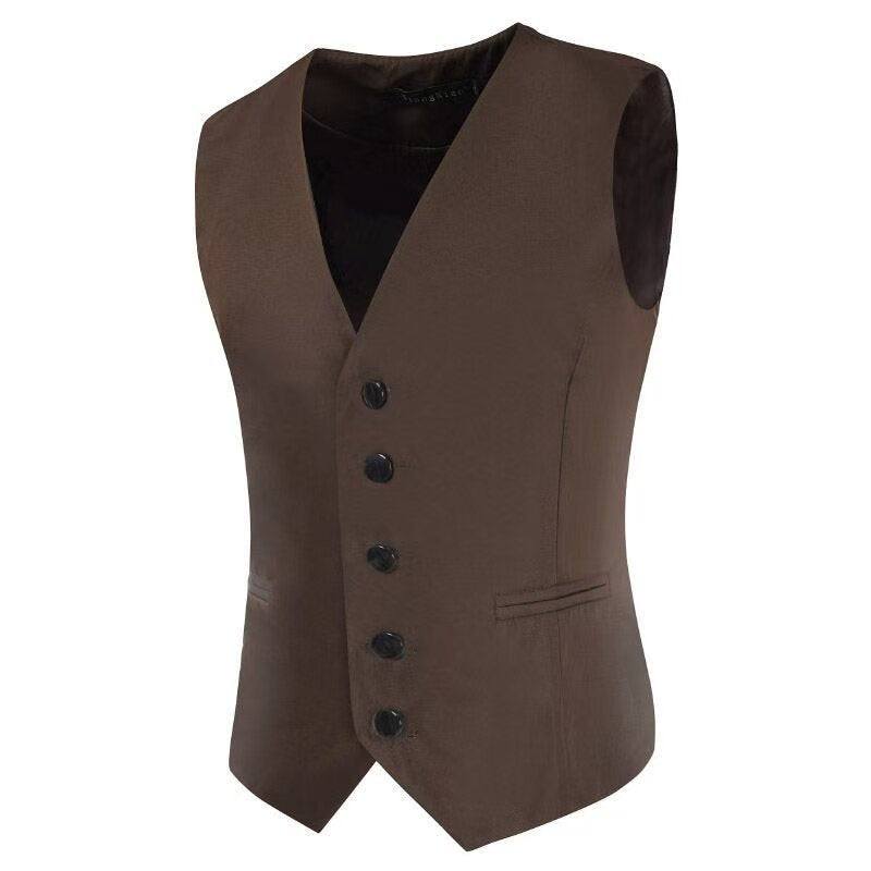 Men's Satin Tuxedo Vest with Tailored Fit, V-Neck and Elegant Button Placket Chichicherry