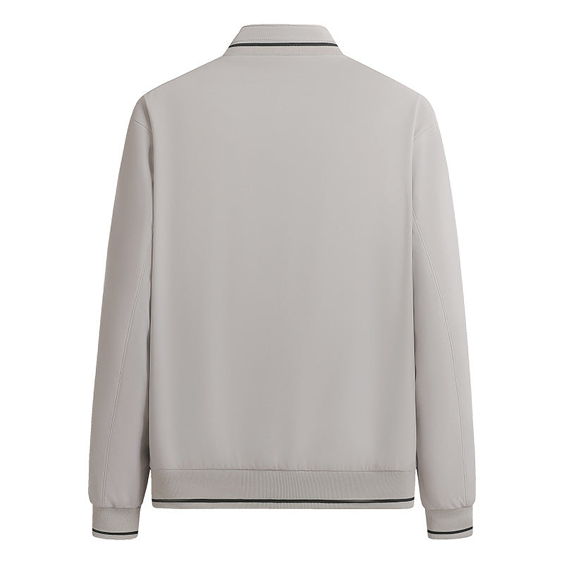 Men's Lightweight Bomber Jacket with Stand Collar, Zipper & Patterned Satin Lining Chichicherry