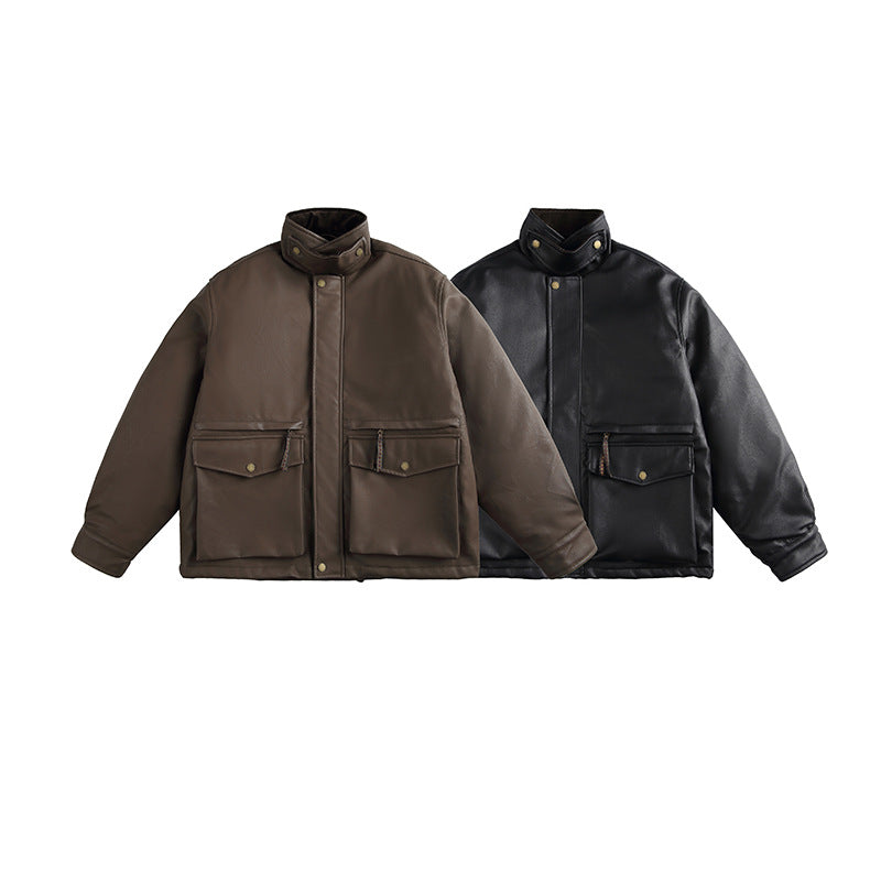 Men's Boxy-padded Utility blazer with high stand-up collar and patch pockets Chichicherry