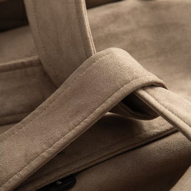 Women's short trench coat in suede-look velvet with tie belt Chichicherry