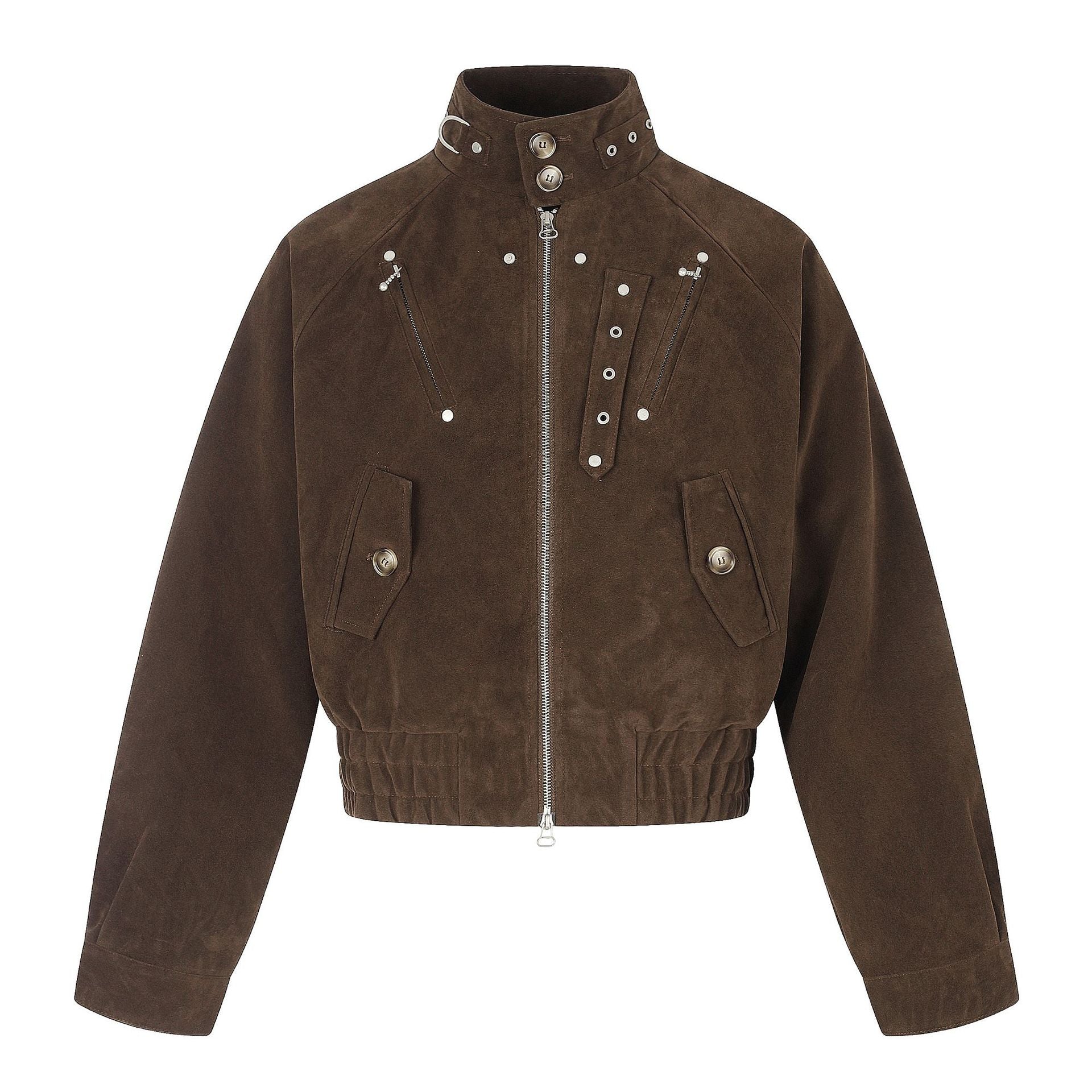 Men's Suede Bomber Jacket in Pilot Style Chichicherry