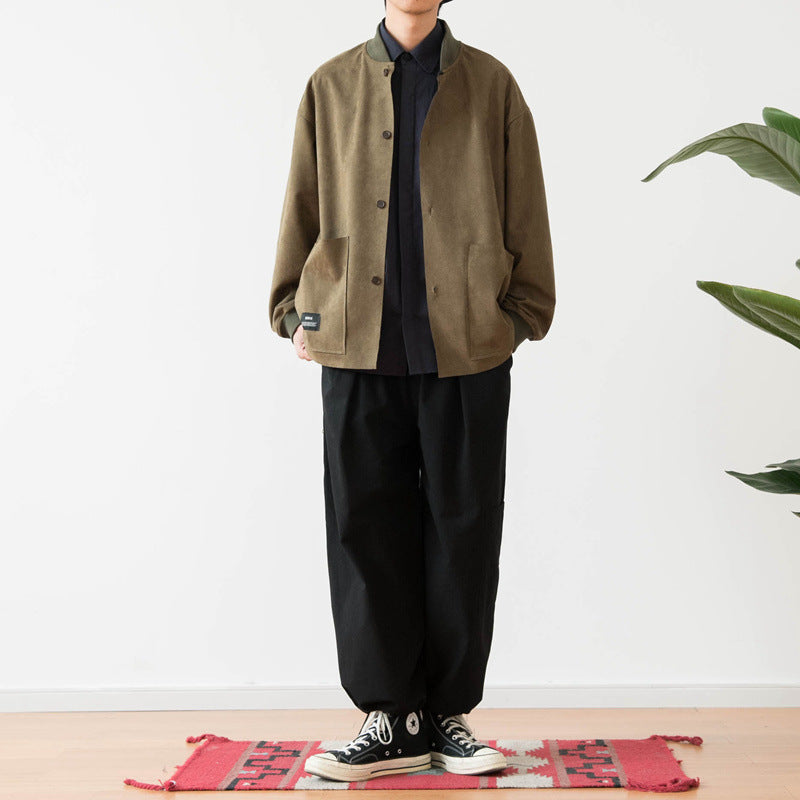 Herren Lockeres Overshirt aus Veloursleder-Imitat mit Knopfleiste und großen Fronttaschen Chichicherry
