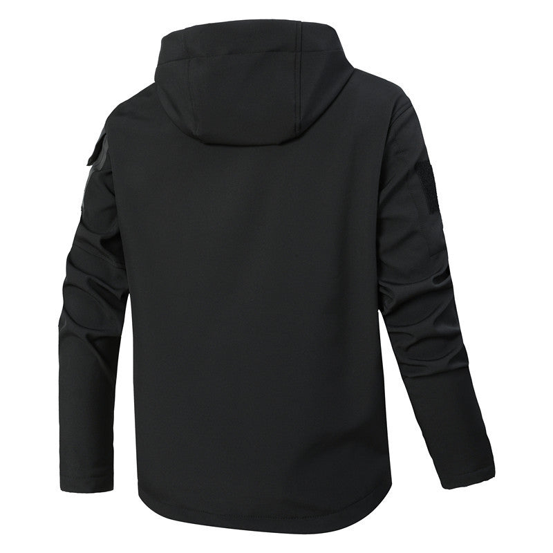 Men's Softshell Tactical Jacket with Fleece Lining, Hood and Multifunctional Pockets Chichicherry