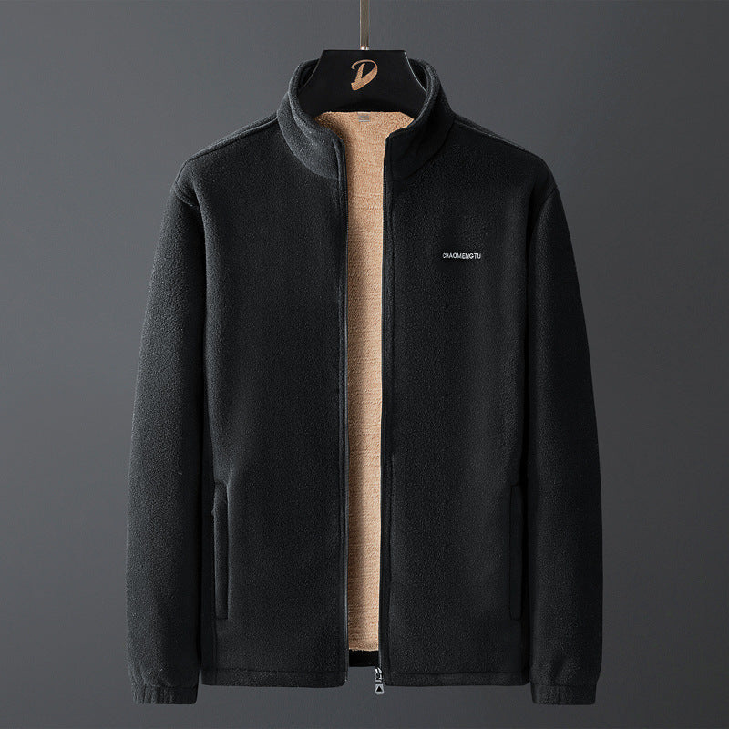 Men's thermo fleece jacket with teddy lining, concealed zipper and stand-up collar Chichicherry