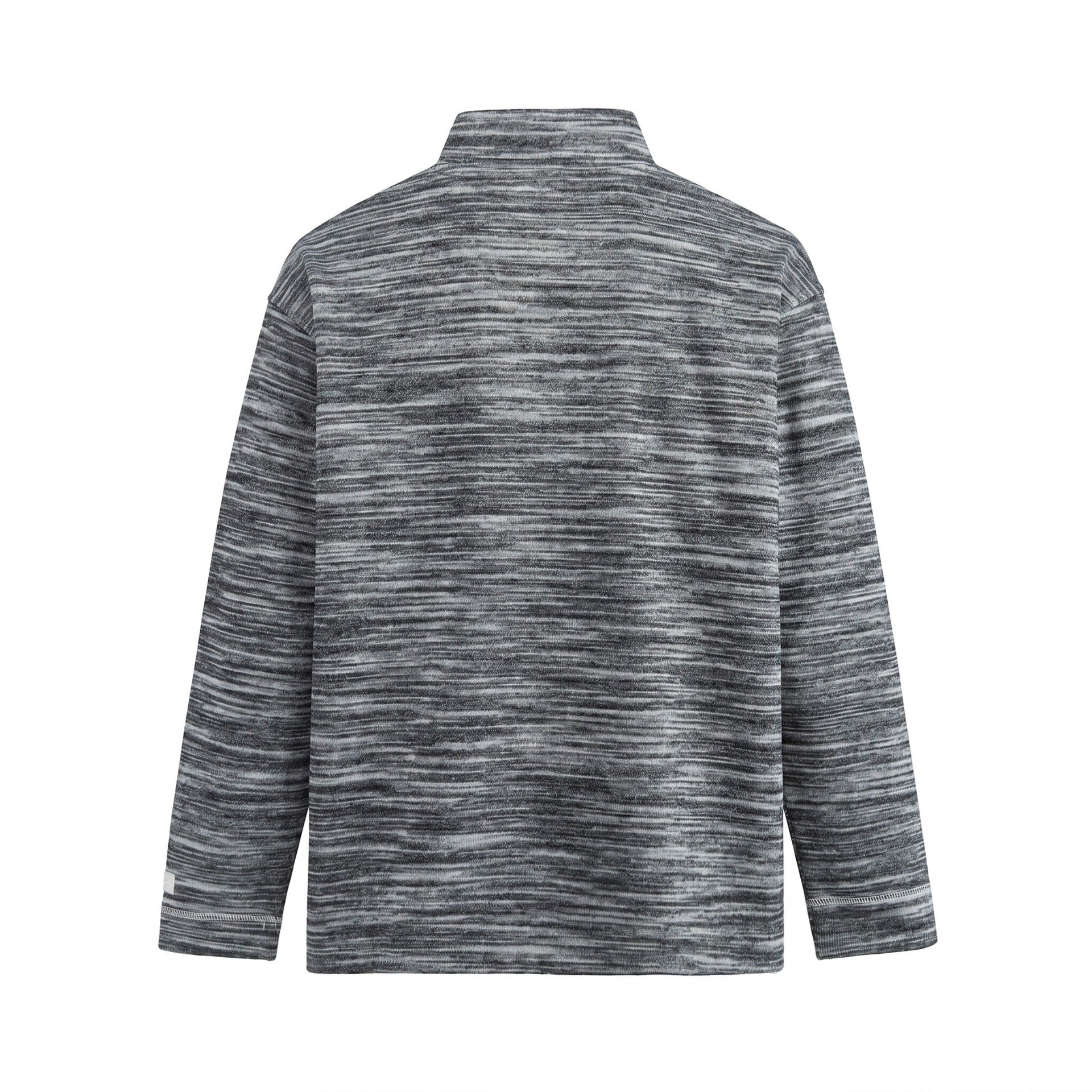 Men's Structured Henley Knit Sweater with Stand-Up Collar and Mélange Texture Chichicherry