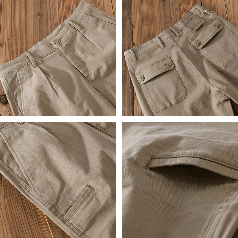 Men's Tapered Cotton Chino with Cargo Pocket and Folded Hem Chichicherry