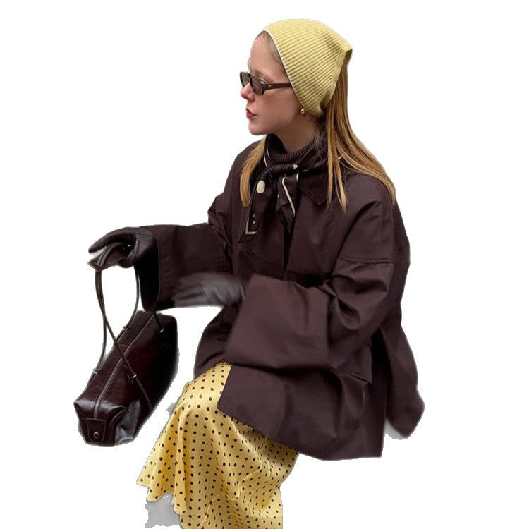 Women's Oversize Transition Jacket with Boxy Cut and Large Pockets Chichicherry
