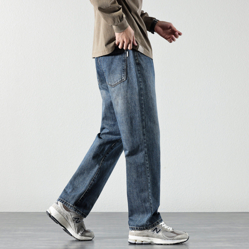 Herren Weite Straight‑Leg Denim-Jeans mit Vintage-Wash und lockerer Passform Chichicherry