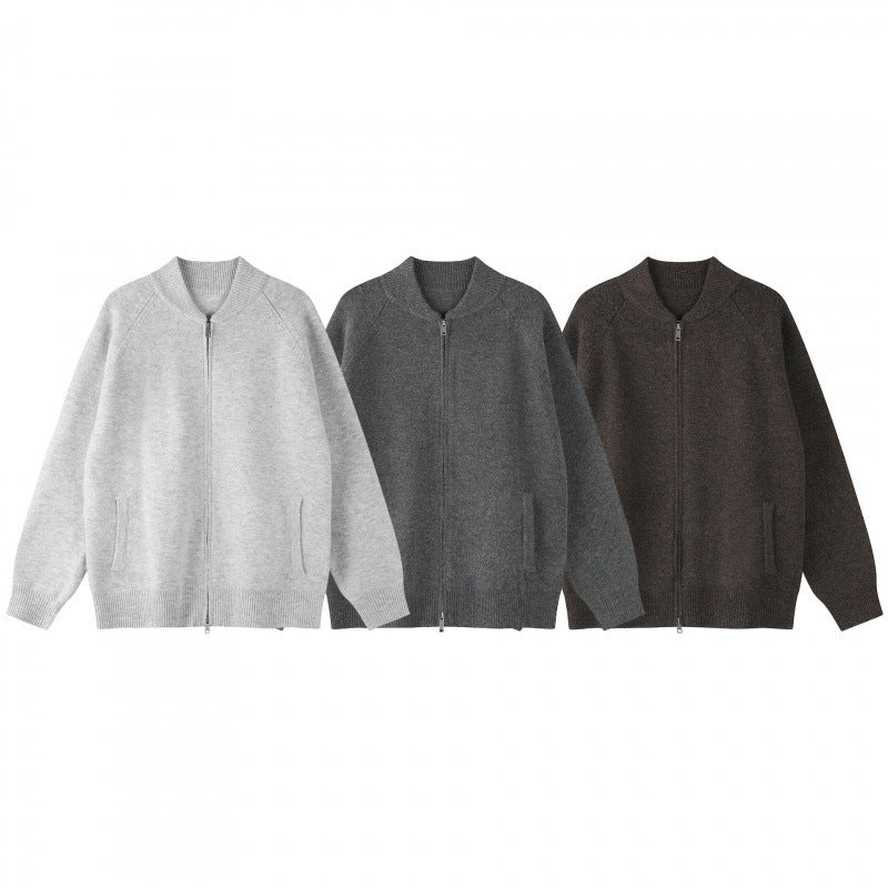 Unisex locker-cut fine-knit zip jacket with two-way zipper and ribbed cuffs Chichicherry