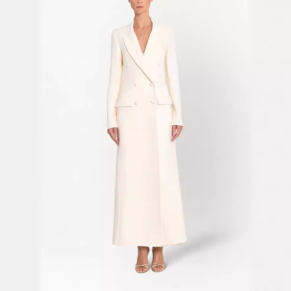 Ladies' blazer-style maxi dress with double-breasted Chichicherry
