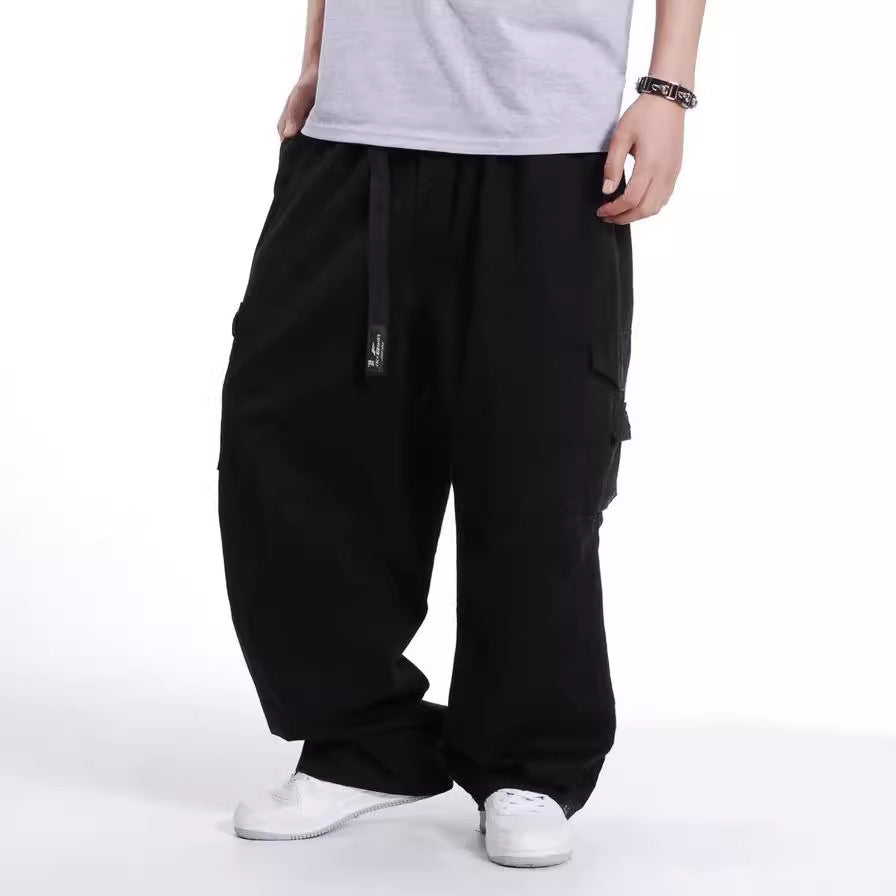 Men's Baggy Cargo Pants with Wide Legs and Multifunctional Pockets Chichicherry