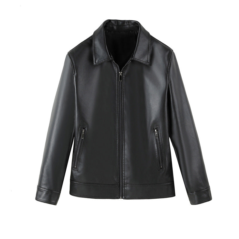 Men's slim-fit faux leather blouson with shirt collar and concealed zipper Chichicherry