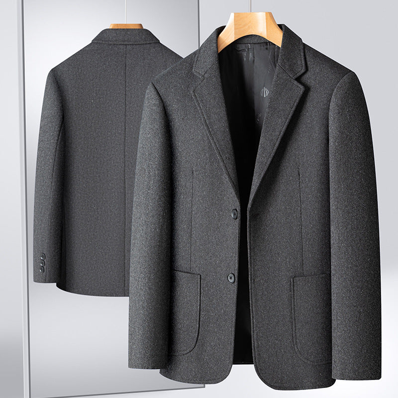 Men's Modern Wool Blazer with Patch Pockets and Light Thermal Lining Chichicherry