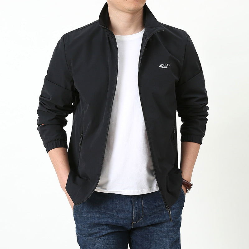 Men's lightweight zip transition jacket with high stand-up collar and zippered pockets Chichicherry