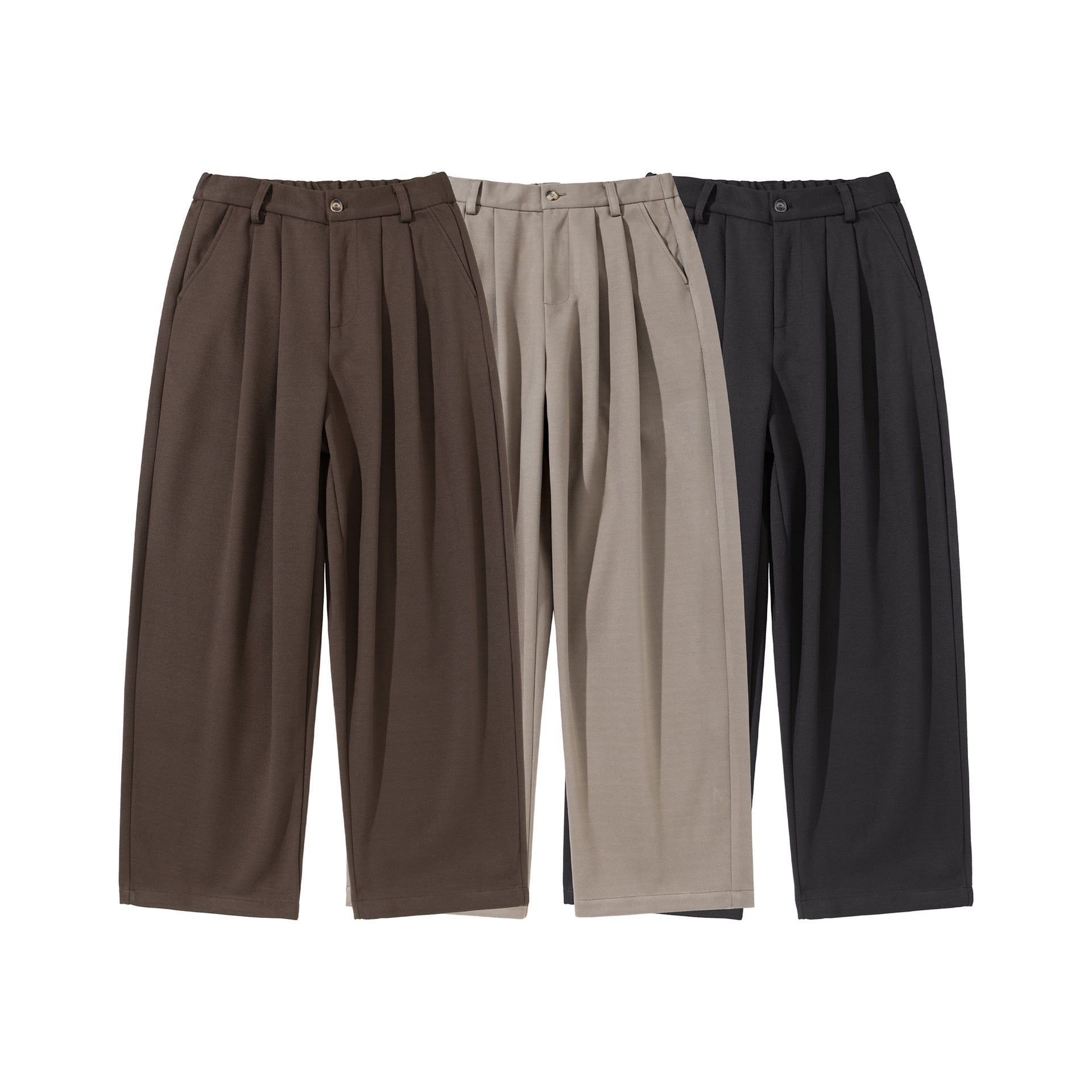 Women High-Waisted Culotte Pants with Pleats and Elastic Back Chichicherry