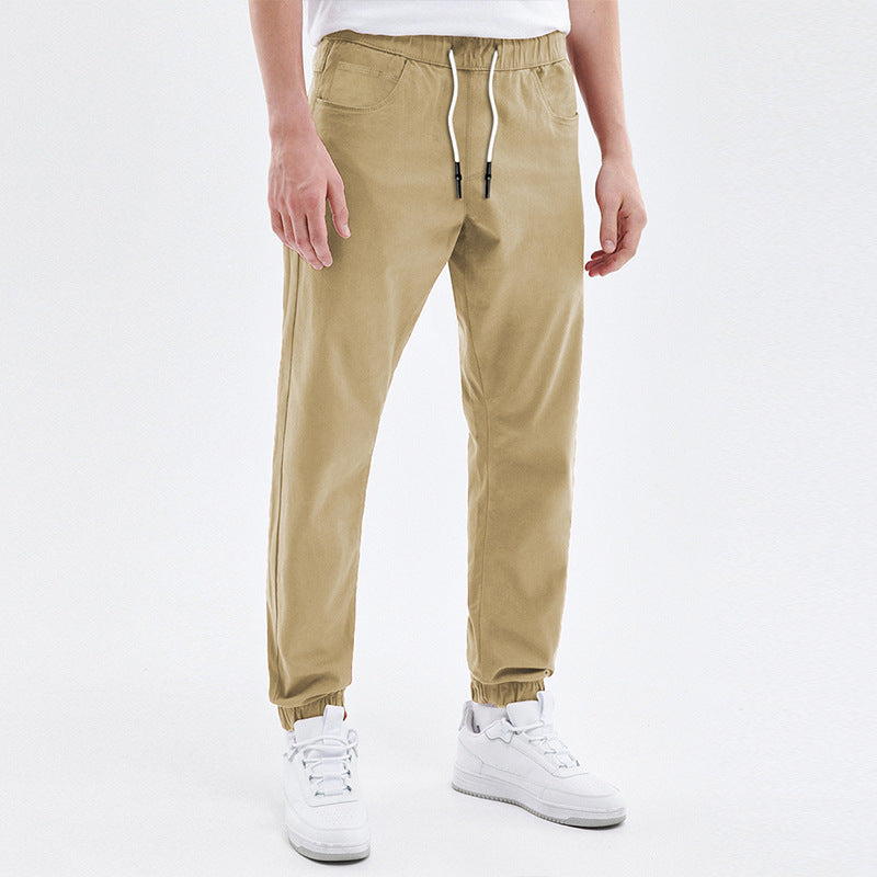Men's Lightweight Cotton Jogging Pants with Drawstring, Elastic Cuffs and Slant Pockets Chichicherry