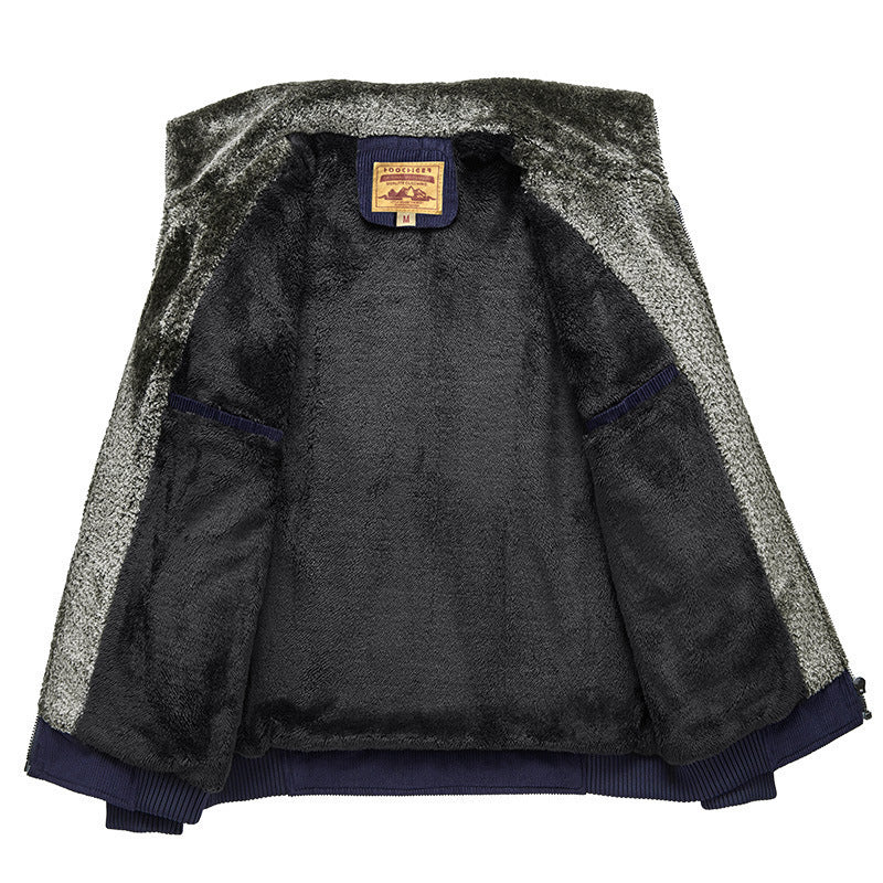 Men's cord jacket with warming teddy inner lining and badge details Chichicherry